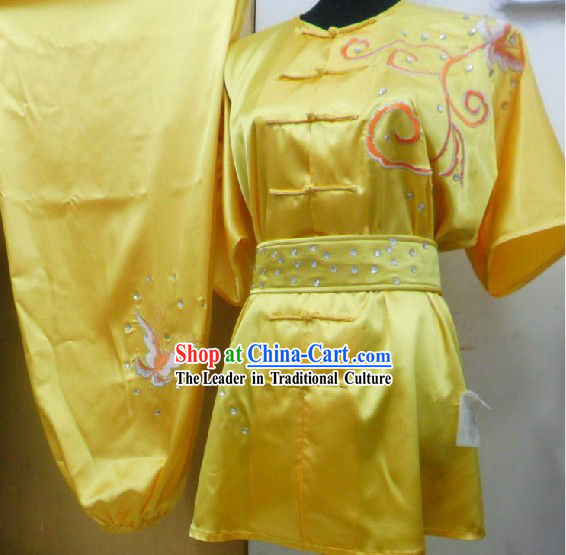 Yellow Chinese Embroidery Long Fist Southern Fist Kung Fu Uniform