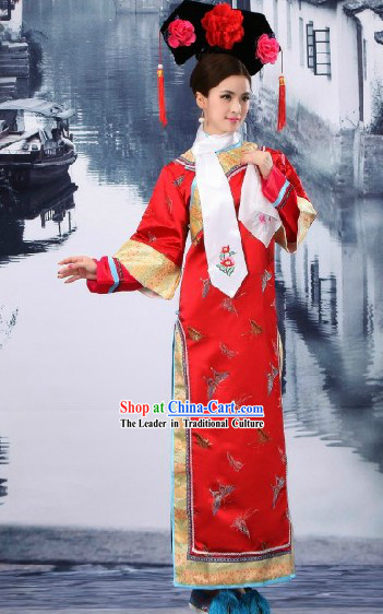 China Qing Dynasty Princess Wedding Clothing, Hat and Shoes