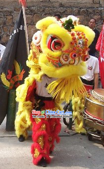 Red and Golden Performance and Parade Lion Dance Costume Complete Set