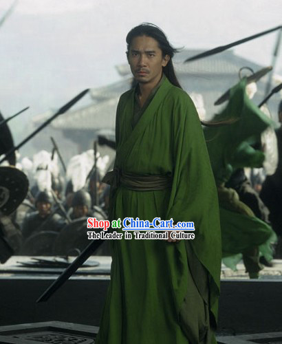 Chinese Qin Dynasty Period Liang Chaowei Tony Leung Chiu Wai Green Han Clothing in Film Hero for Men