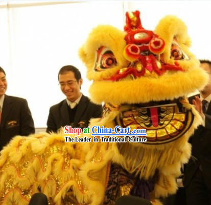Supreme Golden Wool Grand Opening Lion Dance Costumes Complete Set