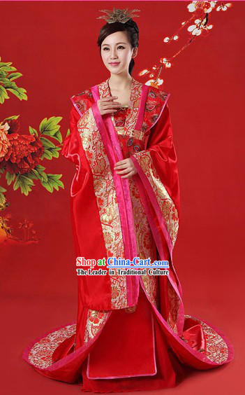 Ancient Chinese Red Brides Phoenix Wedding Dress