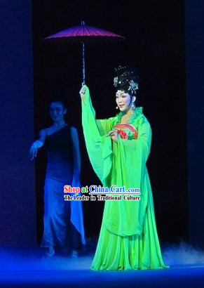 Green China Tang Dynasty Female Clothing and Wig for Women