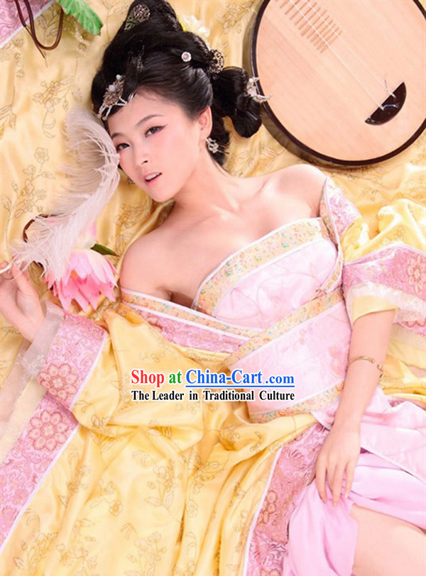 Ancient China Tang Palace Princess Dresses and Hair Accessories Complete Set