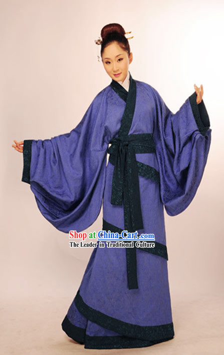 Ancient Chinese Blue Guzhuang Hanfu Garments for Girls