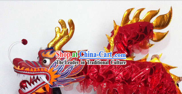 Shinning Red China Dragon Dancing Costumes Props for 19-20 Dancers