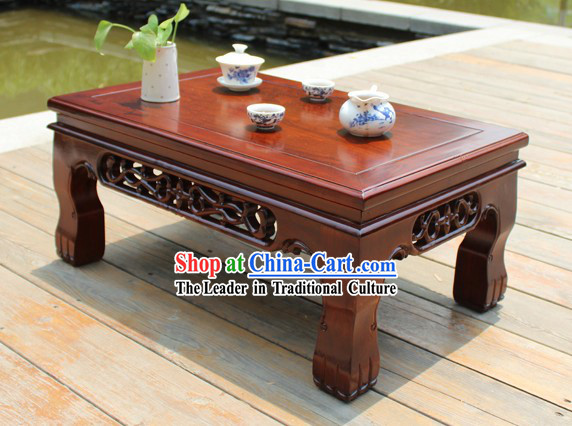 Traditional Long Chinese Wooden Floor Table for Six Persons