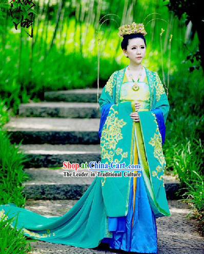 Traditional Chinese Tang Dynasty Princess Clothes and Crown