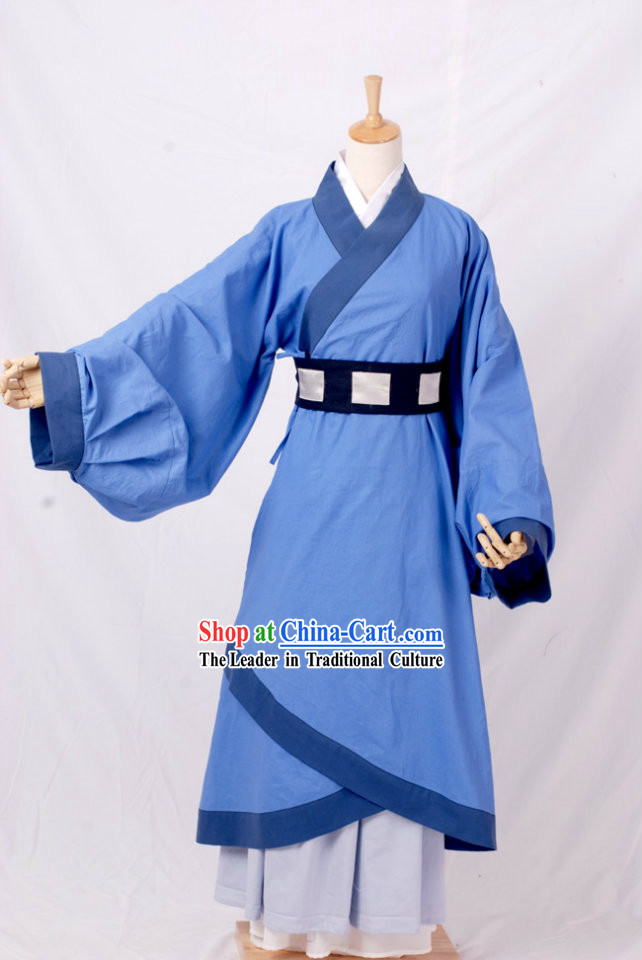 Ancient Traditional Blue Han Fu Robe for Men