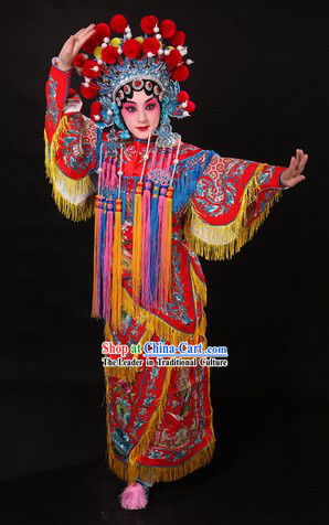 Traditional Chinese Opera Wudan Costume and Helmet for Women