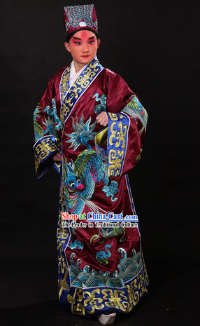 Chinese Opera Stage Performance Adviser Costumes and Hat for Men