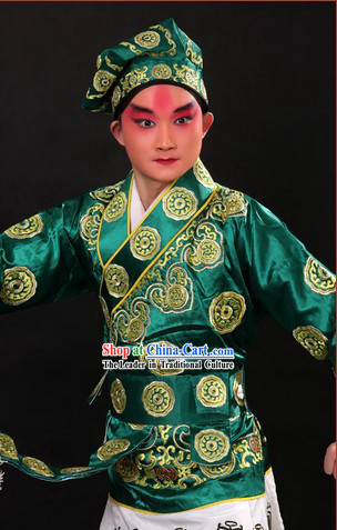 San Cha Kou Chinese Opera Stage Performance Wusheng Costumes and Hat for Men
