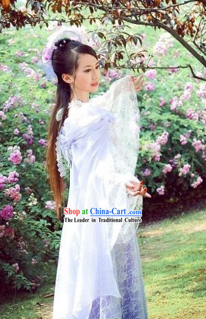 Ancient Chinese Fairy Wedding Dress and Headwear for Women