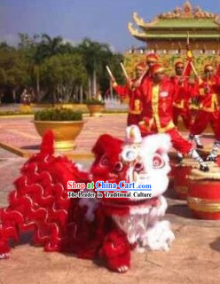 Half Red Half White Festival Ceremony Lion Dance Costumes Complete Set