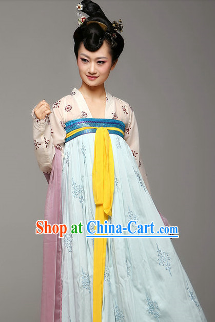 Chinese Traditional Tang Dynasty Female Dresses Complete Set