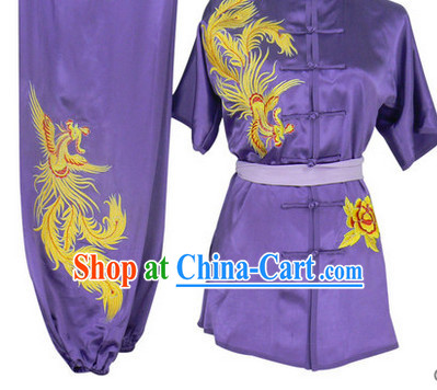 Purple Phoenix Embroidery Wushu Outfit Full Set