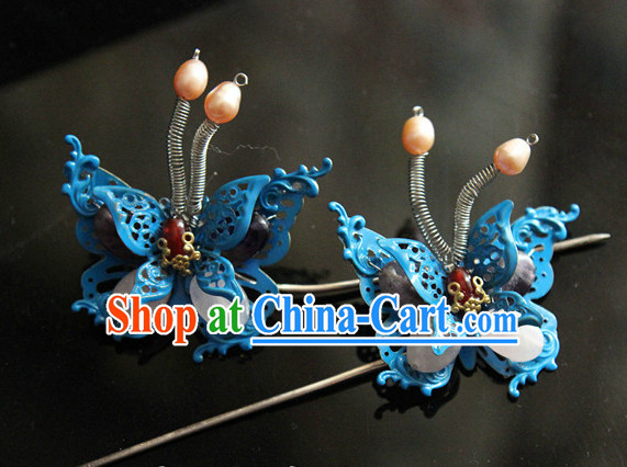 Chinese Traditional Handmade Butterfly Hair Clasps Pair