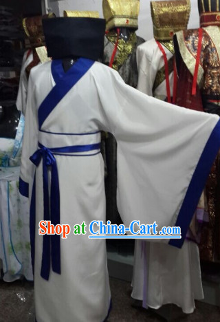 Ancient Chinese Student Costume and Hat for Men