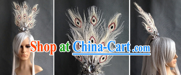 Ancient Chinese Style White Peacock Hair Accessories