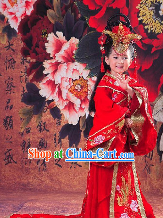 Ancient Chinese Red Empress Costumes for Children