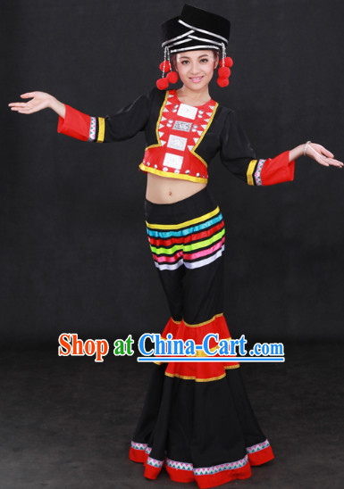 Achang Ethnic Minority Clothes and Hat for Girls