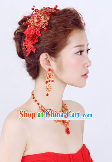 Chinese Classic Wedding Hair Accessories, Earrings and Necklace