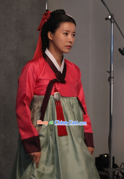 Korean Traditional Hanbok Dresses and Headwear Complete Set for Women