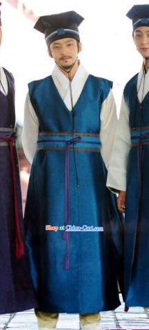 Traditional Korean National Costumes and Hat for Men