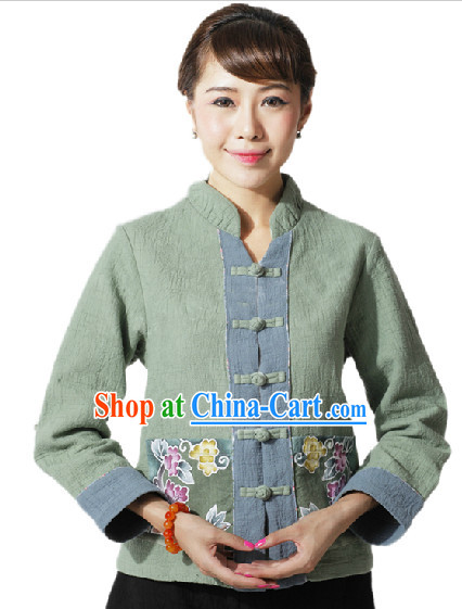 Hands Painted Mandarin Traditional Jacket for Women