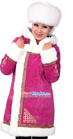 Traditional Chinese Winter Mongolian Clothes for Women