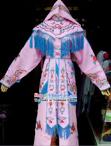 Traditional Chinese Beijing Opera Female Solider Costumes and Headwear