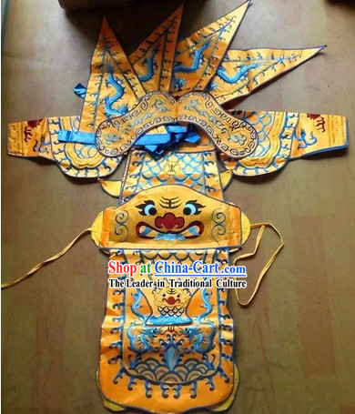 Traditional Chinese Embroidered Dragon Armor Da Kao Costumes Complete Set for Kids