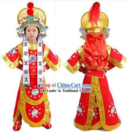 Traditional Chinese Hua Mu Lan Costumes and Hat for Kids