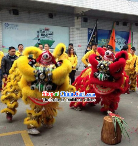 Supreme Big Events and Celebration Red and Yellow Lion Dance Costumes Complete 2 Sets