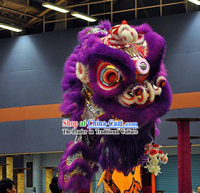 Purple Competition and Events Lion Dance Head and Costume Complete Set