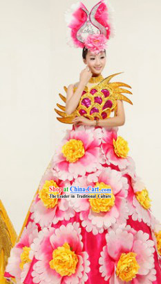 Big Events Parade Flower Dance Costumes and Headwear Complete Set for Women