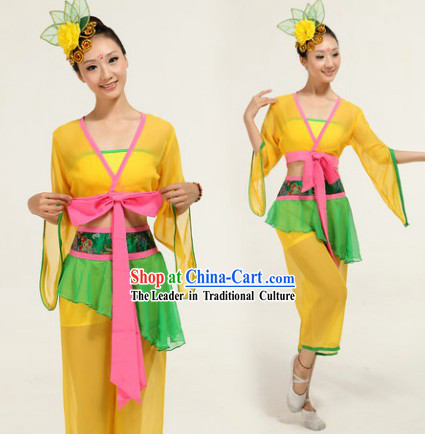Fan Dance Group Dance Singing Group Performance Costumes and Headwear Complete Set for Women