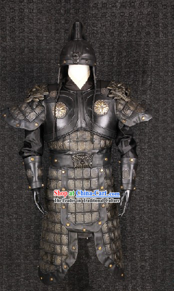 Three Kingdoms TV Drama or Film Production Zhang Fei Armor Costumes and Helmet for Men
