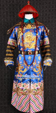 Ancient Chinese Film Costumes Design Official Clothes and Hat Complete Set for Men