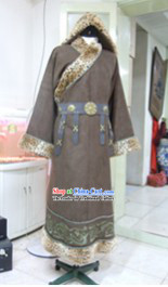 Ancient Chinese Mongolian Hero Costumes and Hat Complete Set for Men