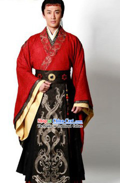 Ancient Chinese Han Dynasty Emperor Clothing and Crown for Men Ancient Chinese Traditional Dress Male