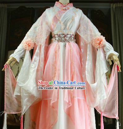 Ancient Chinese Princess Pink Cosplay Costumes and Hair Accessories Complete Set