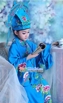 Tang Bohu Ancient Chinese School Student Long Robe and Hat for Children