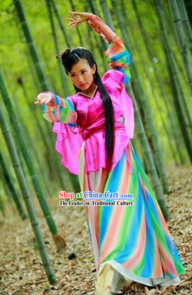Rainbow Swordswoman Costumes and Headdress Complete Set