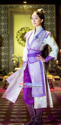 Gu Jian Feng Xueqing Swordwoman Clothing and Headdress Complete Set