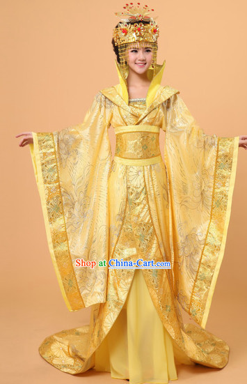 High Collar Long Tail Ancient Chinese Film and Video Empress Garment and Headwear