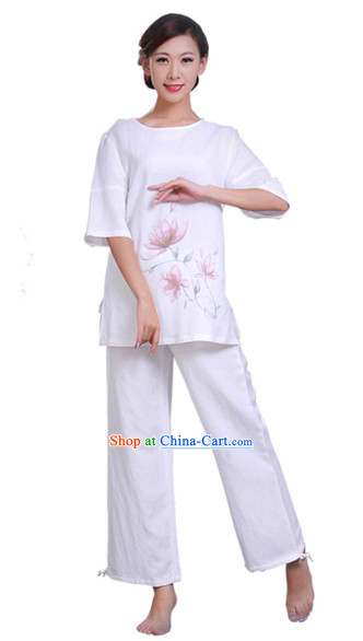 Top Comfortable Mandarin Collar Meditation Yoga Tea-making Kung Fu Master Dresses Complete Set