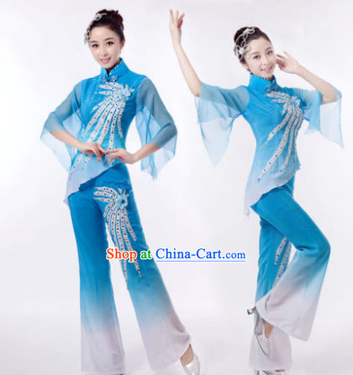 Traditional Chinese Phoenix Dancing Clothes and Hair Accessories