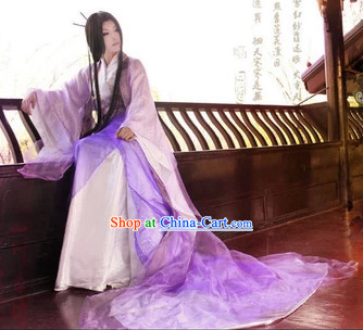 Purple Ancient Chinese Empress Clothes and Headdress Complete Set