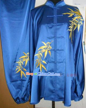 Beijing Sport University Blue Bamboo Embroidery Tai Chi Clothes